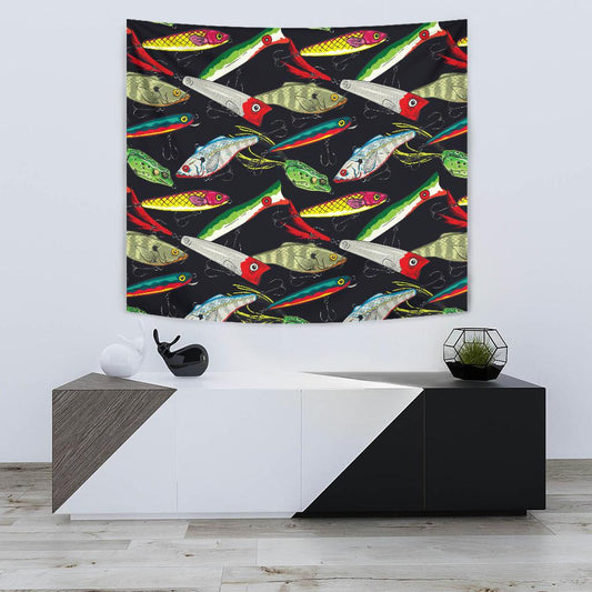 Fishing Bait Print Tapestry