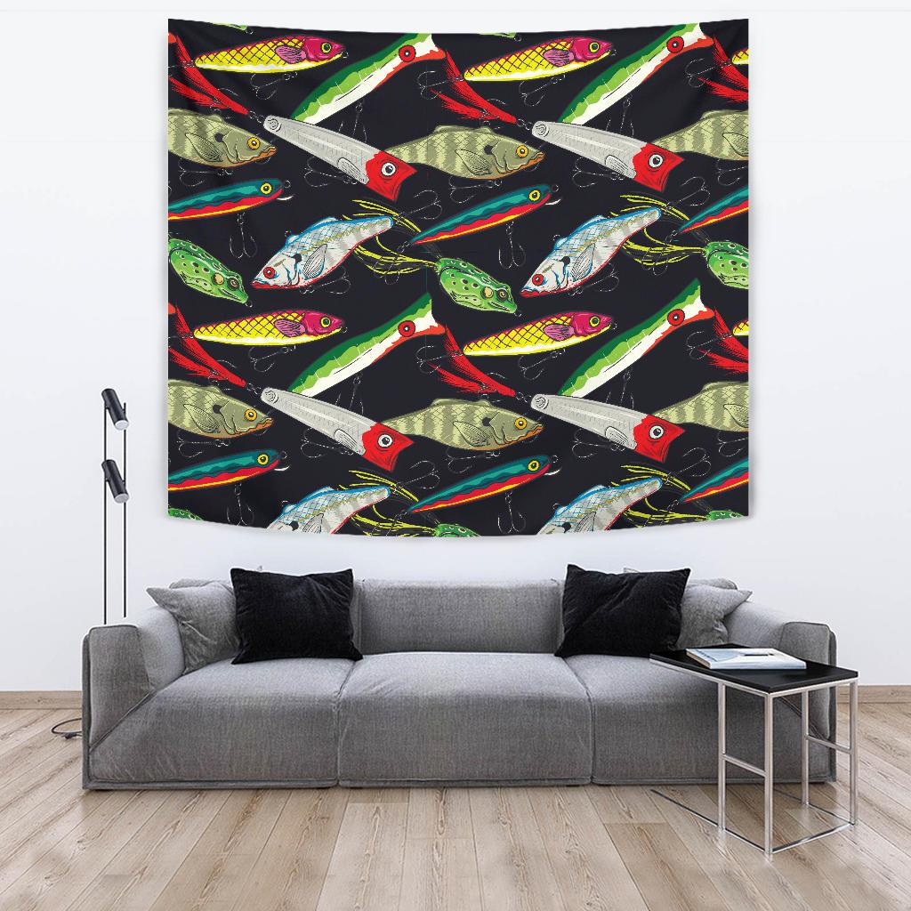 Fishing Bait Print Tapestry