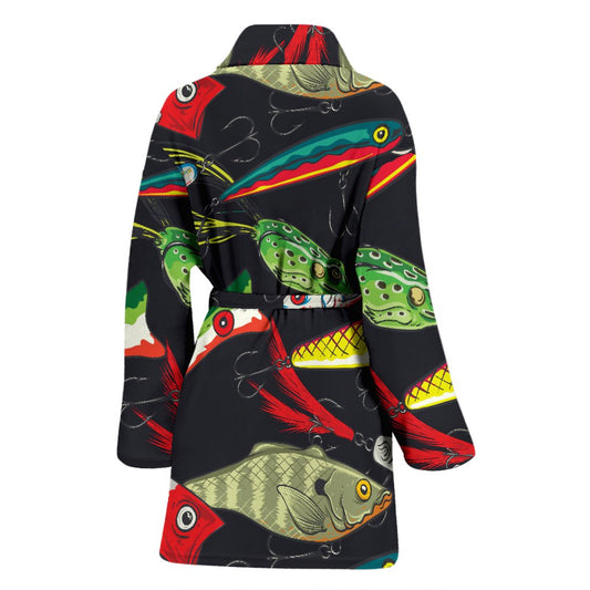 Fishing Bait Print Women Bath Robe