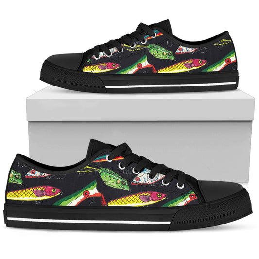 Fishing Bait Print Women Low Top Shoes