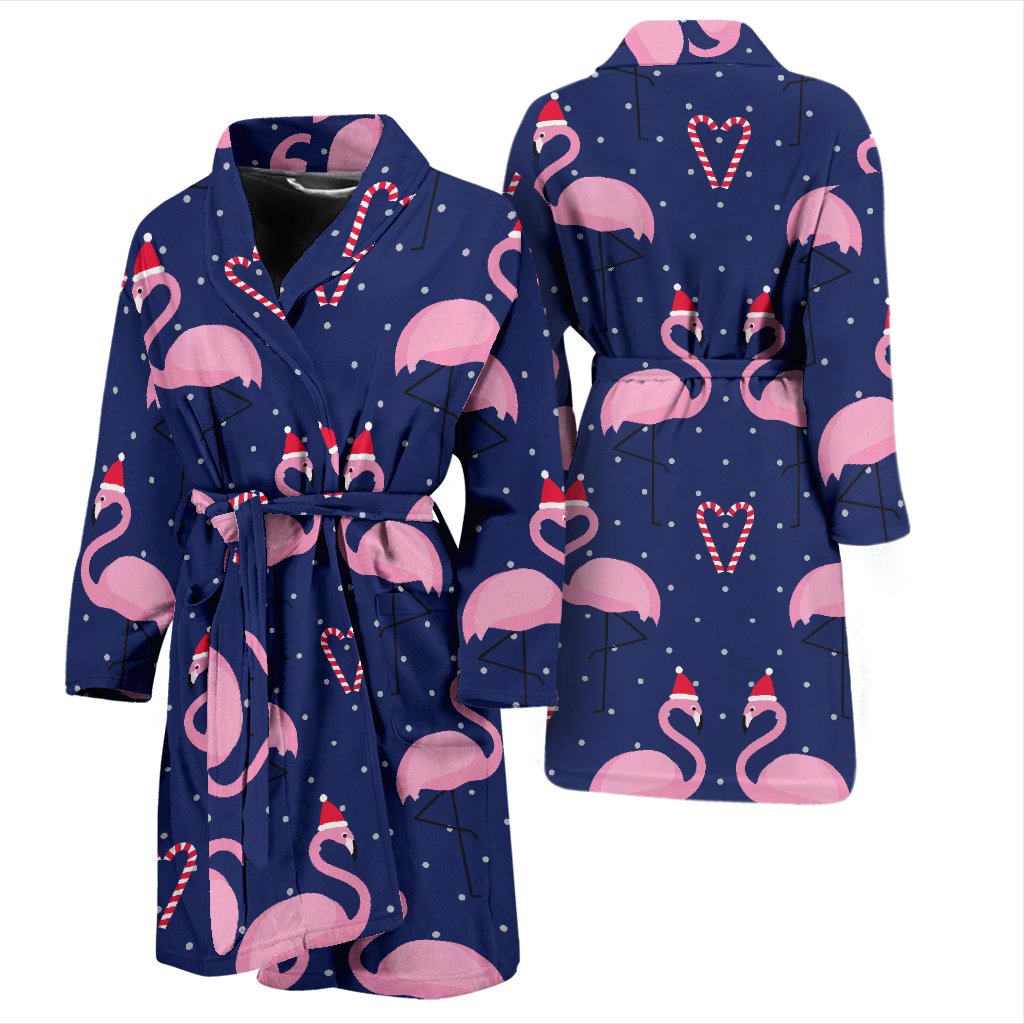 Flamingo Christmas Men Bath Robe