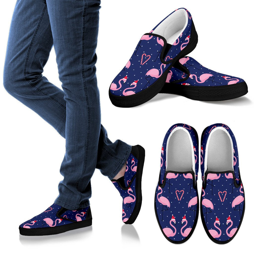 Flamingo Christmas Men Slip On Shoes
