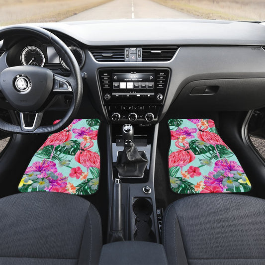 Flamingo Tropical Hibiscus Pattern Car Floor Mats