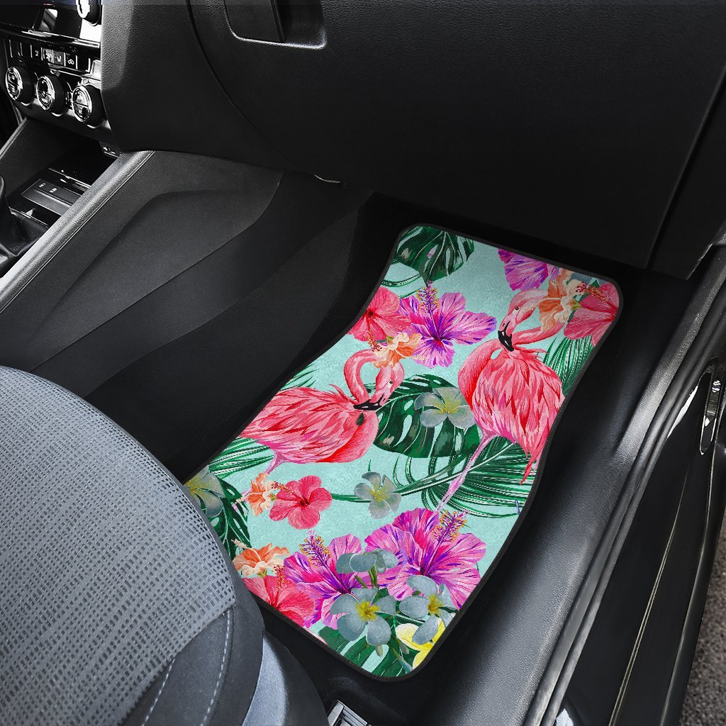 Flamingo Tropical Hibiscus Pattern Car Floor Mats