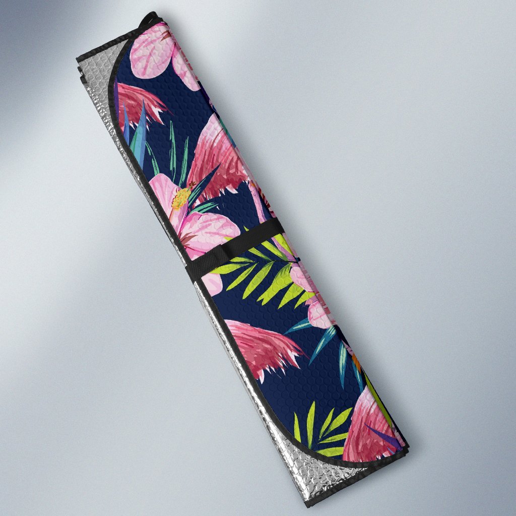 Flamingo Hibiscus Print Car Sun Shade-JorJune