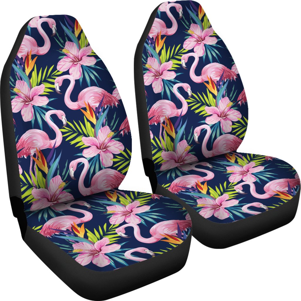 Flamingo Hibiscus Print Universal Fit Car Seat Covers