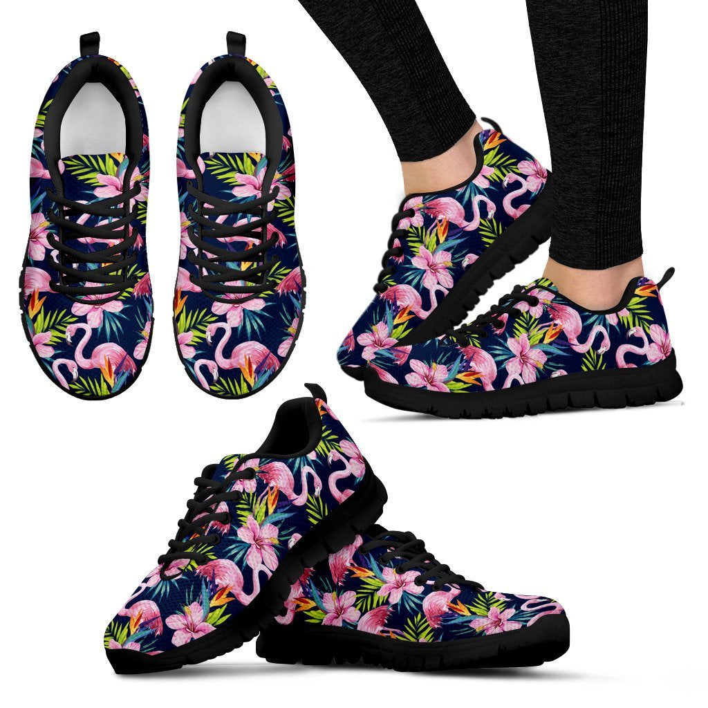 Flamingo Hibiscus Print Women Sneakers
