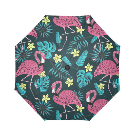 Flamingo Print Pattern Automatic Foldable Umbrella