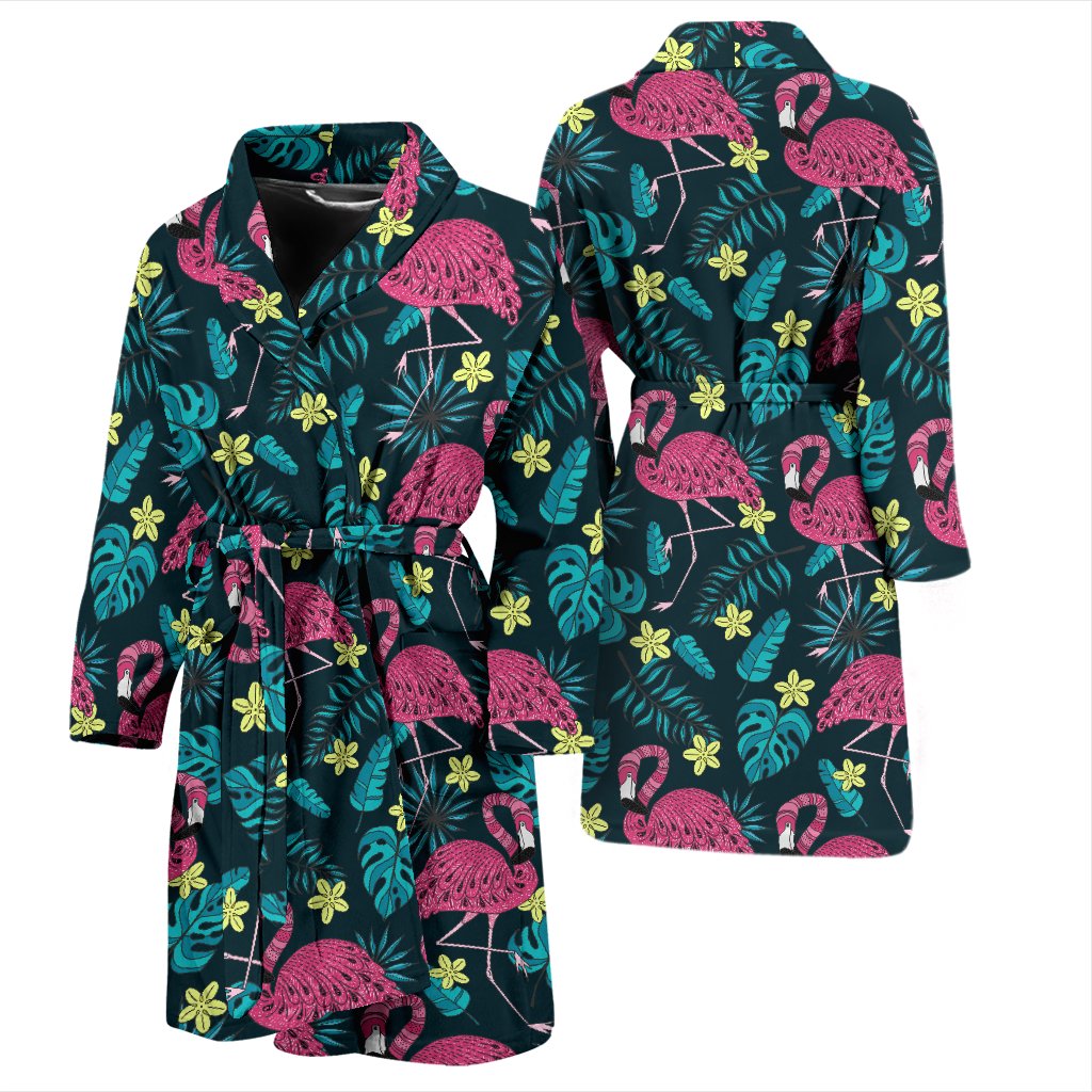 Flamingo Print Pattern Men Bath Robe