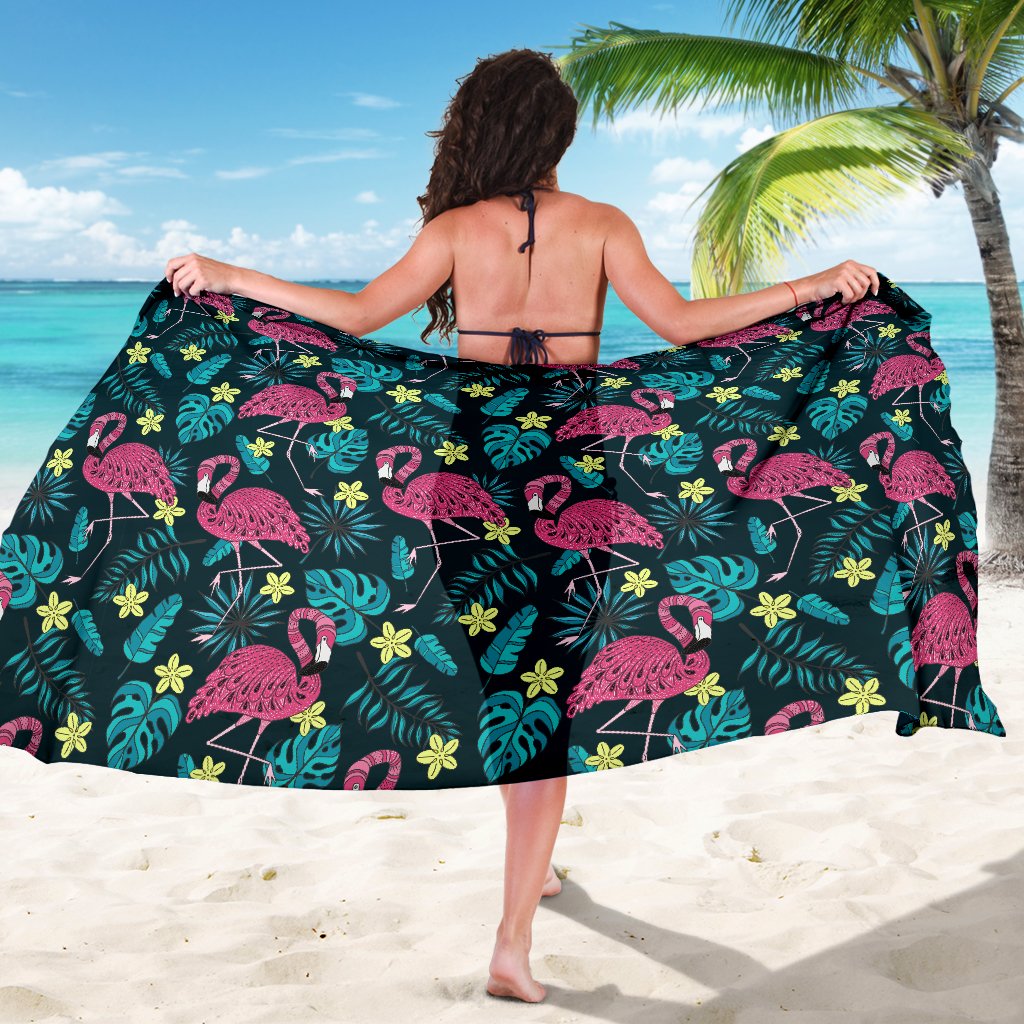 Flamingo Print Pattern Sarong Pareo Wrap