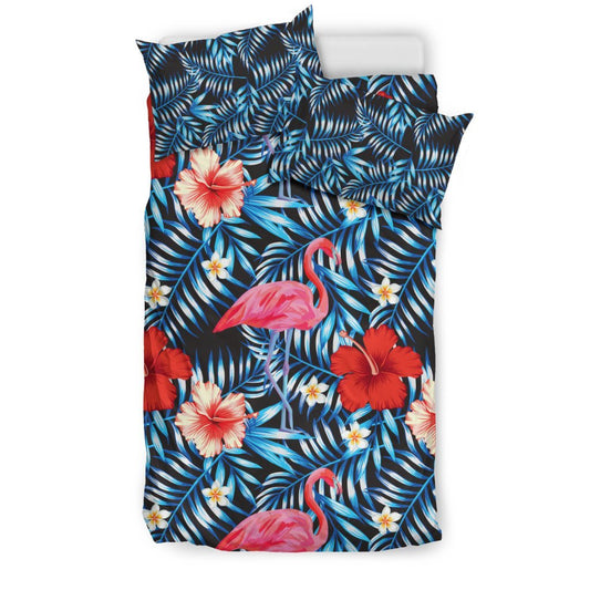 Flamingo Red Hibiscus Duvet Cover Bedding Set