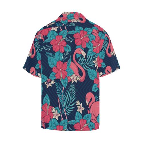 Flamingo Red Hibiscus Pattern Men Hawaiian Shirt