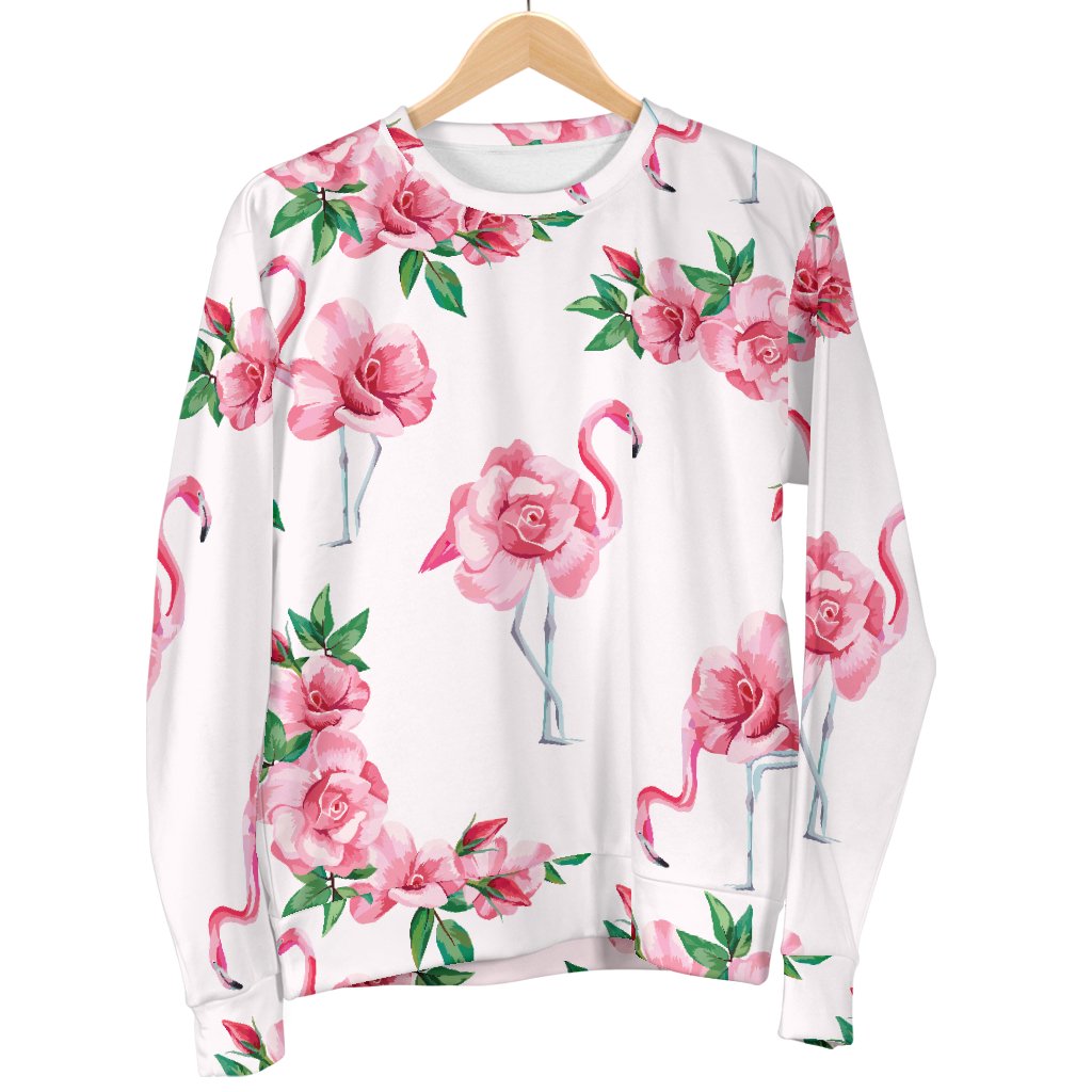 Flamingo Rose Pattern Women Crewneck Sweatshirt