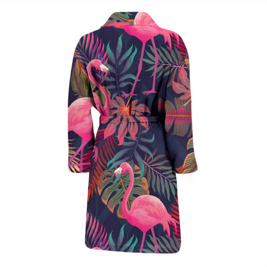 Flamingo Tropical Pattern Men Bath Robe