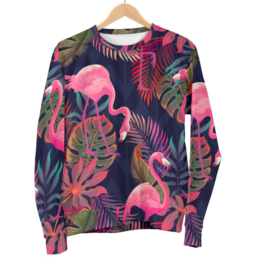 Flamingo Tropical Pattern Men Crewneck Sweatshirt