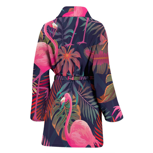 Flamingo Tropical Pattern Women Bath Robe