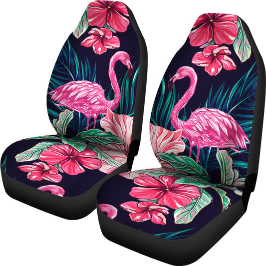 Flamingo Tropical Pink Hibiscus Universal Fit Car Seat Covers