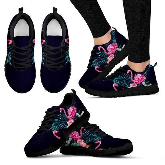 Flamingo Tropical Pink Hibiscus Women Sneakers
