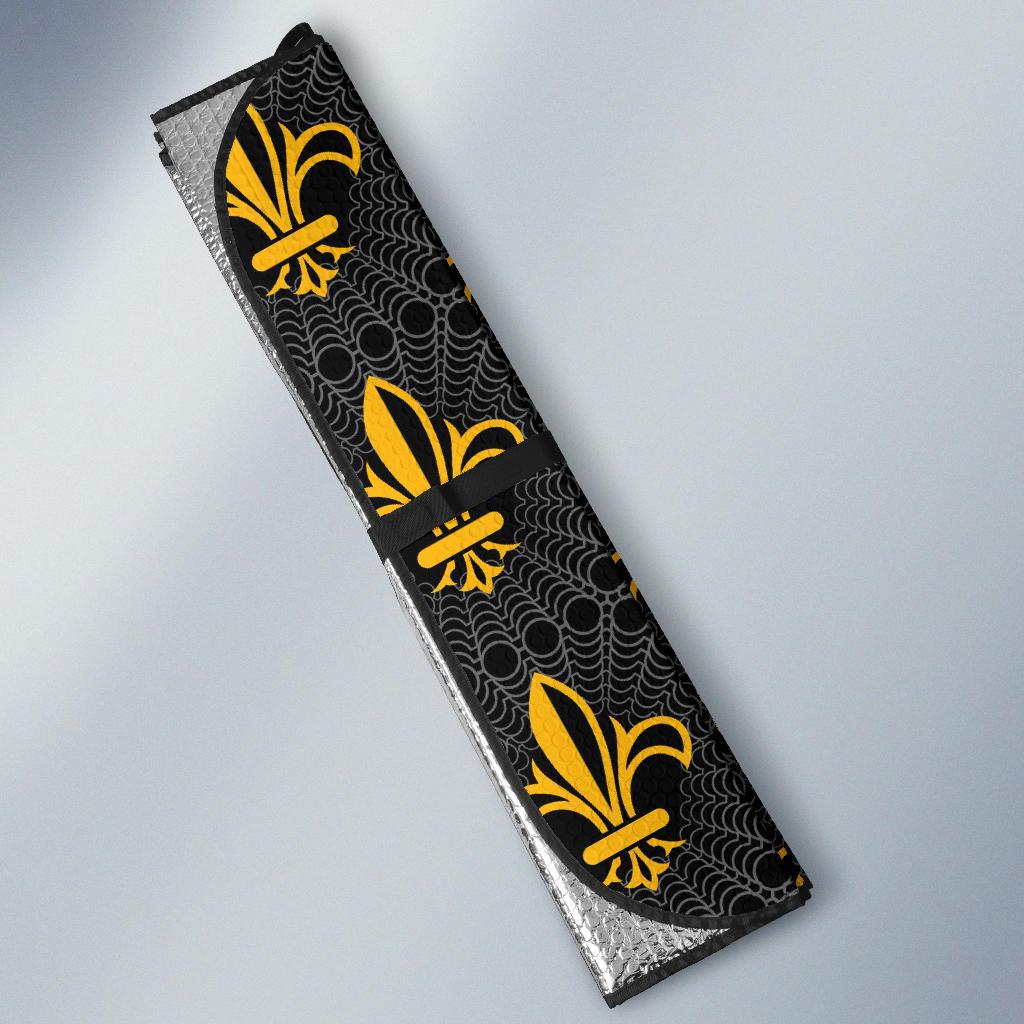 Fleur De Lis Gold Pattern Print Design 01 Car Sun Shade-JORJUNE.COM