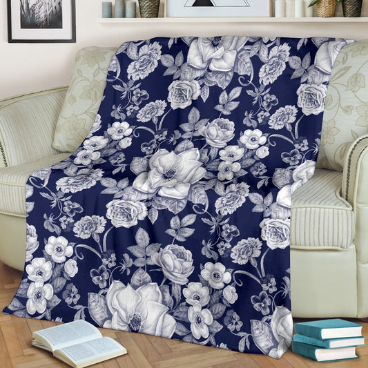 Floral Infrared Pattern Fleece Blanket