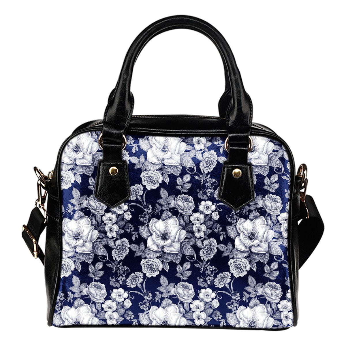 Floral Infrared Pattern Leather Shoulder Handbag