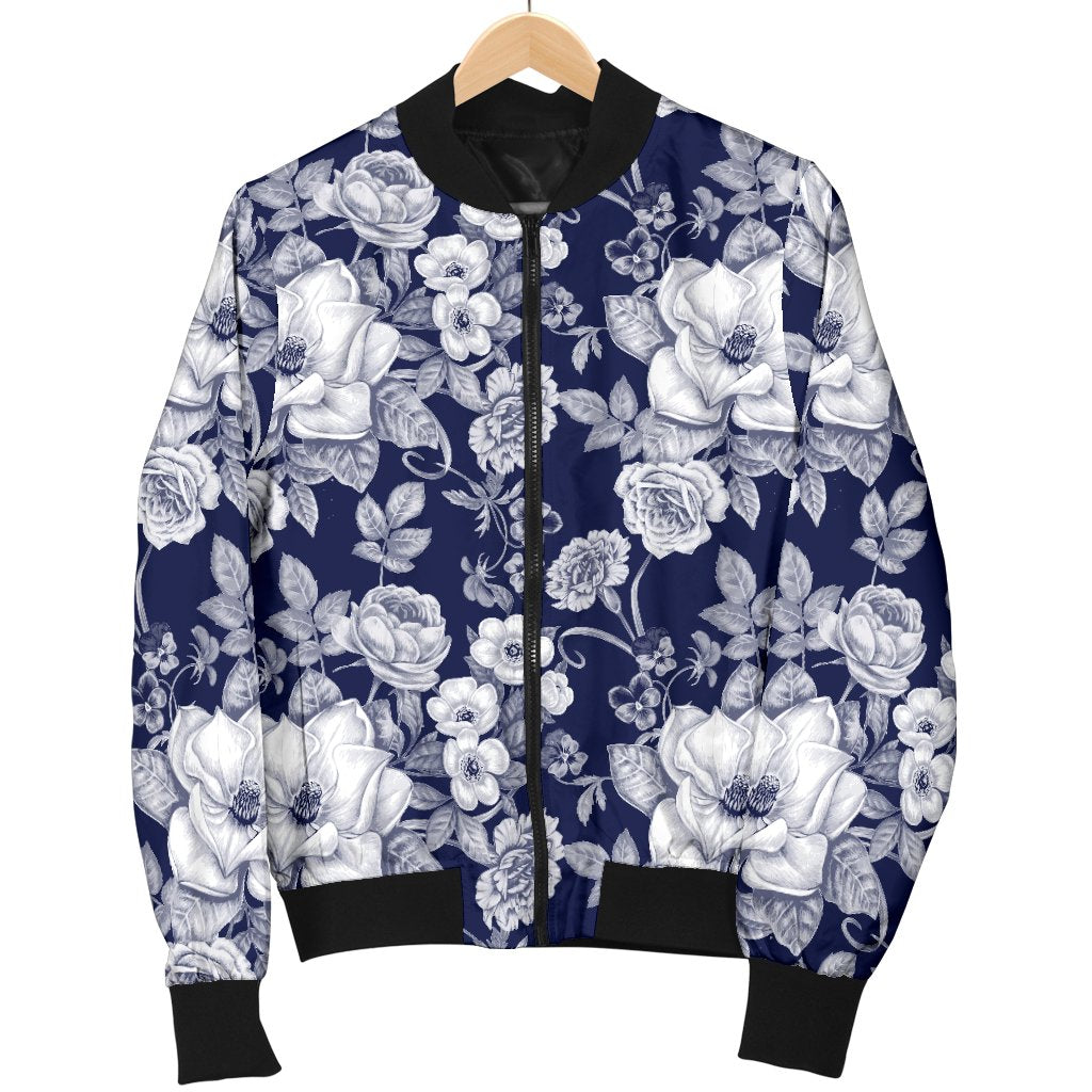Floral Infrared Pattern Women Casual Bomber Jacket