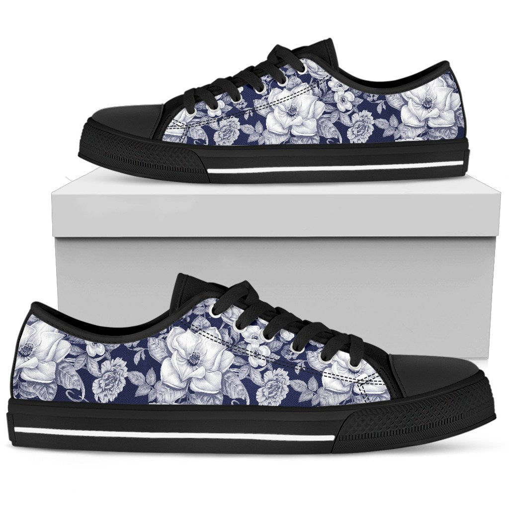 Floral Infrared Pattern Women Low Top Shoes