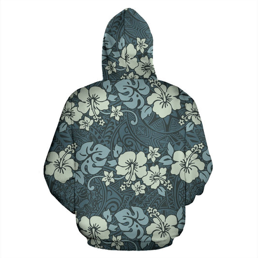 Flower Hawaiian Hibiscus Style Print Pattern All Over Zip Up Hoodie
