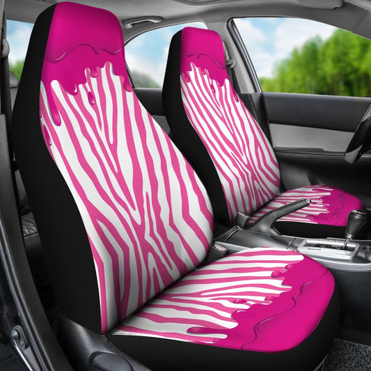 Flowing Pink paint Zebra Universal Fit Car Seat Covers
