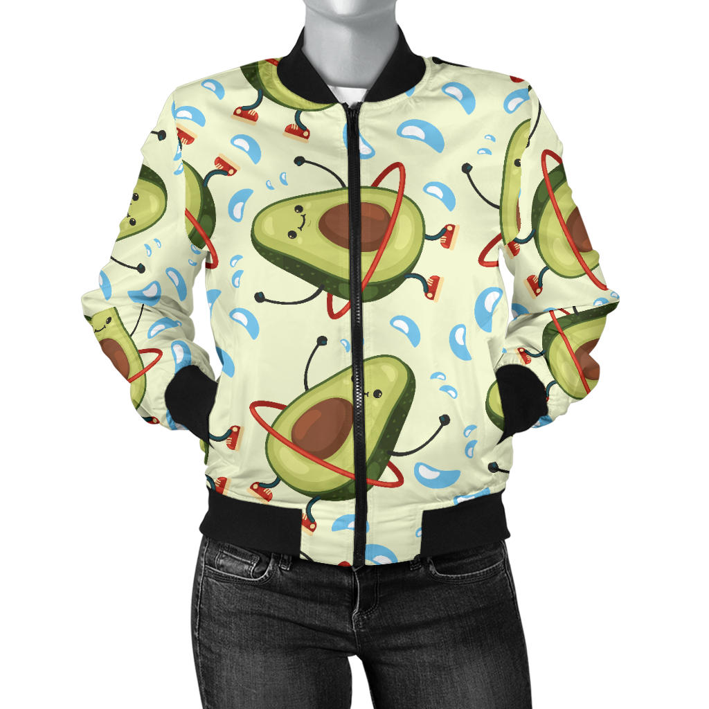 Avocado Pattern Print Design AC02 Women Bomber Jacket