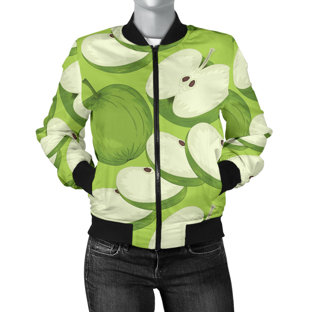 Apple Pattern Print Design AP010 Women Bomber Jacket