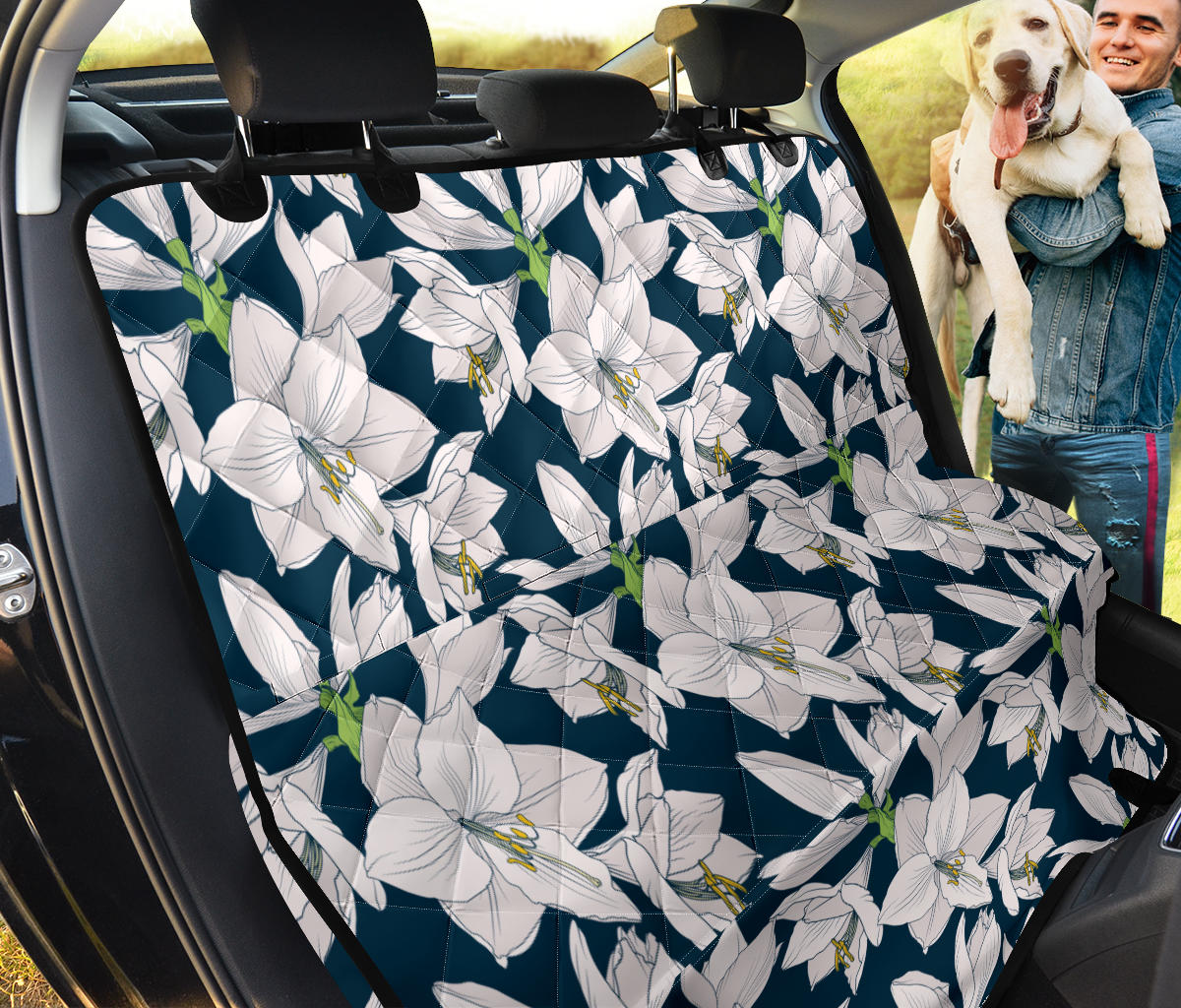 Amaryllis Pattern Print Design AL02 Rear Dog  Seat Cover