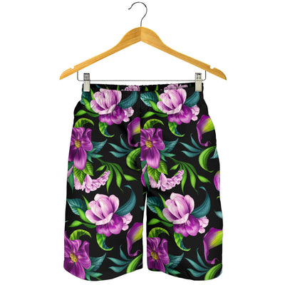 Bright Purple Floral Pattern Mens Shorts