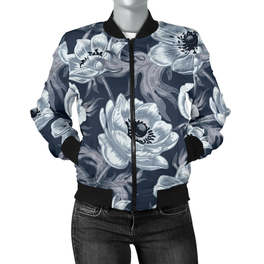 Anemone Pattern Print Design AM09 Women Bomber Jacket