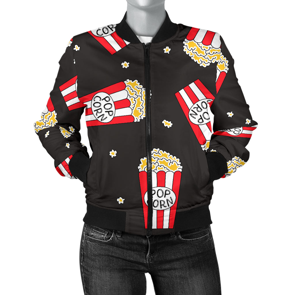 Marshmallow Colorful Pattern Print Women Casual Bomber Jacket