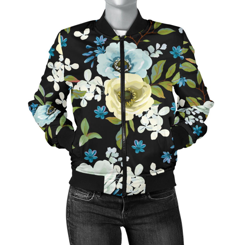 Anemone Pattern Print Design AM03 Women Bomber Jacket