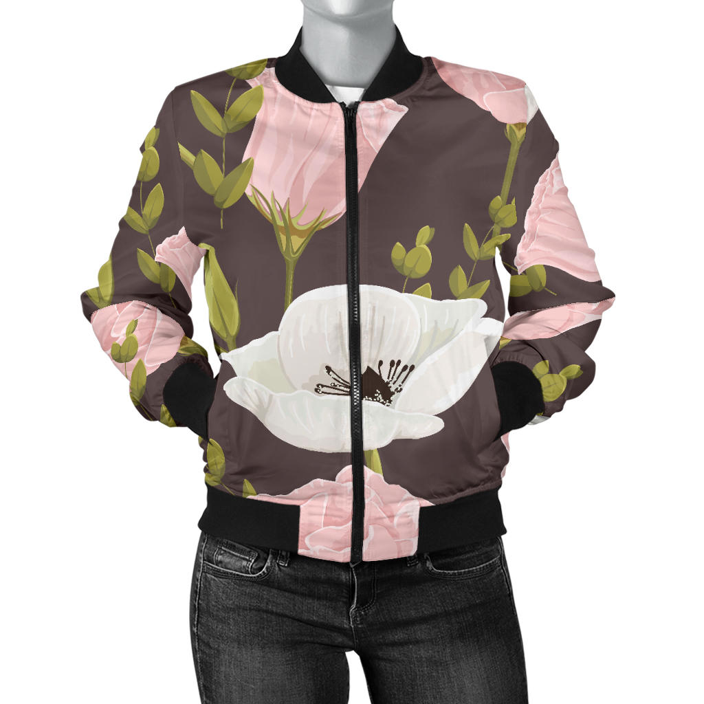 Anemone Pattern Print Design AM011 Women Bomber Jacket