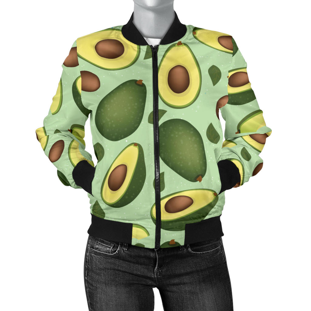 Avocado Pattern Print Design AC01 Women Bomber Jacket
