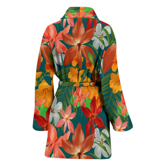 Amaryllis Pattern Print Design AL06 Women Bathrobe