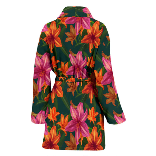 Amaryllis Pattern Print Design AL01 Women Bathrobe
