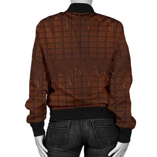Chocolate Pattern Print Design 01 Women's Bomber Jacket