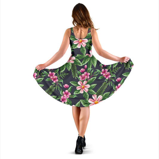 Summer Floral Pattern Print Design SF010 Midi Dress