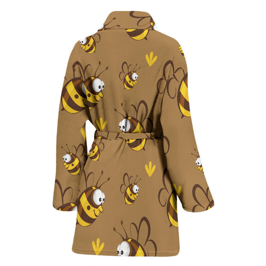 Bee Pattern Print Design BEE09 Women Bathrobe