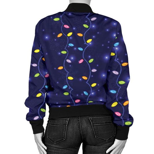 Christmas Light Pattern Print Design 03 Women's Bomber Jacket