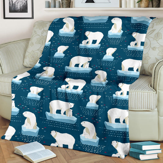 Polar Bear Pattern Print Design PB02 Fleece Blanket