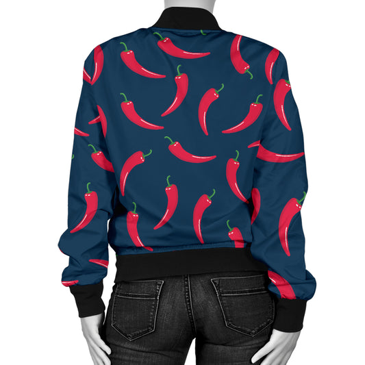 Chilli Pepper Pattern Print Design 03 Women's Bomber Jacket