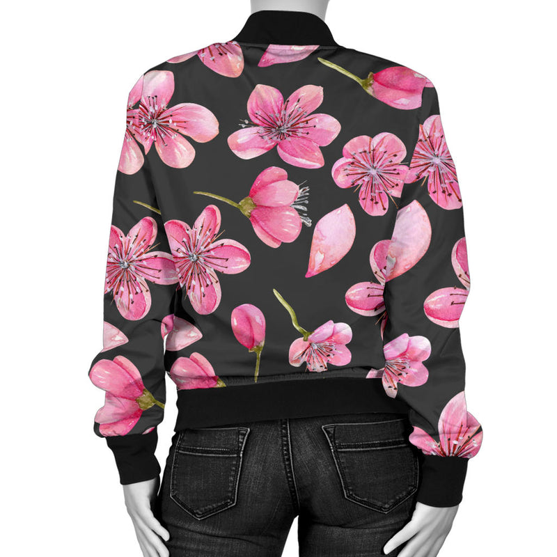 Apple blossom Pattern Print Design AB03 Women Bomber Jacket