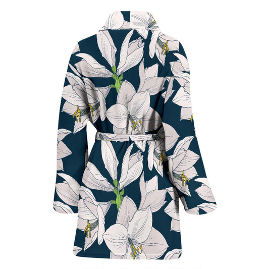 Amaryllis Pattern Print Design AL02 Women Bathrobe