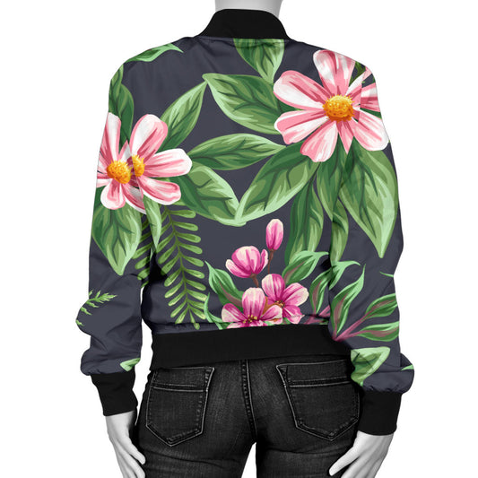 Summer Floral Pattern Print Design SF010 Women Bomber Jacket