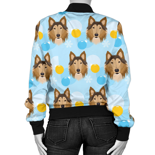 Collies Pattern Print Design 02 Women's Bomber Jacket